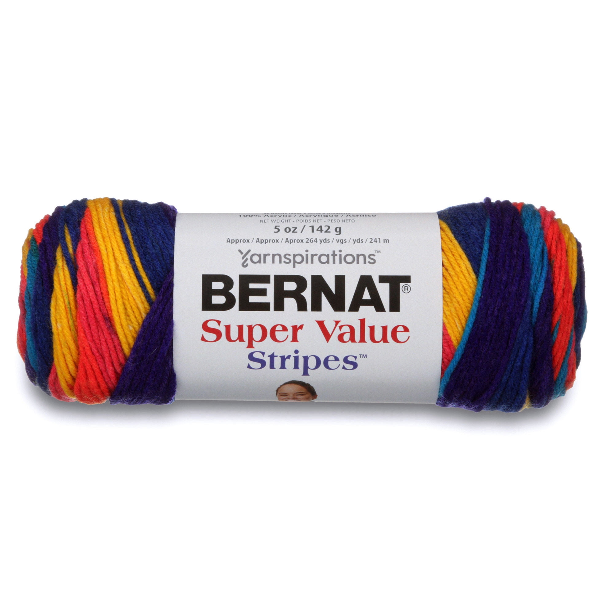  Bernat Knitting Yarn Super Value Stripes Wildberry 3-Skein  Factory Pack (Same Dyelot) 164173-73008 Bundle with 1 Artsiga Crafts  Project Bag