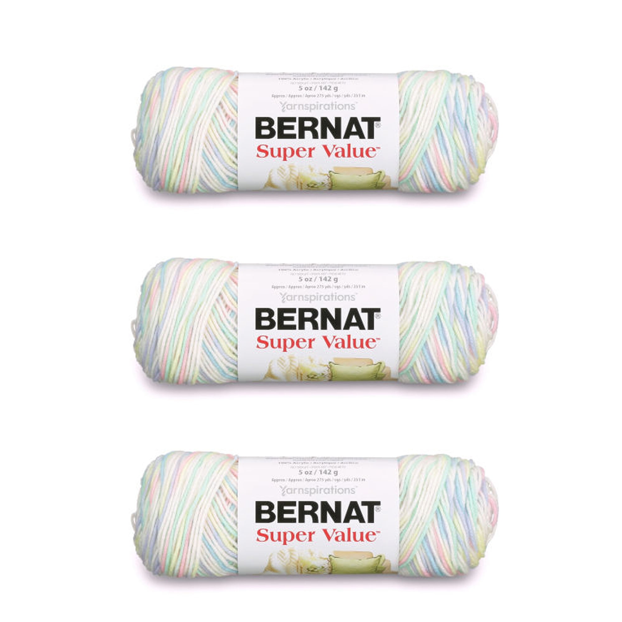 Bernat Super Value Twinkle Variegated Yarn - 3 Pack of 141g/5oz