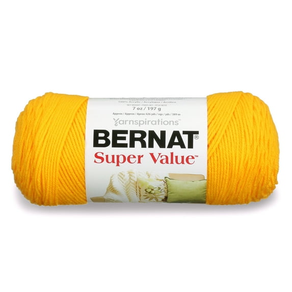 Bernat® Super Value™ #4 Worsted (Medium) Acrylic Yarn, Bright Yellow 7oz/197g 440 Yards