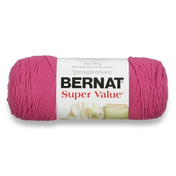 Bernat Super Value Yarn, Magenta, Medium Weight #4, Acrylic, 7 ounces