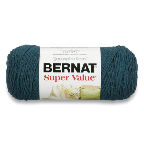 Bernat® Super Value™ #4 Worsted (Medium) Acrylic Yarn, Teal Heather 7oz/197g 440 Yards