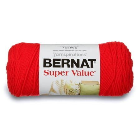 Bernat® Super Value™ #4 Worsted (Medium) Acrylic Yarn, True Red 7oz/197g 440 Yards