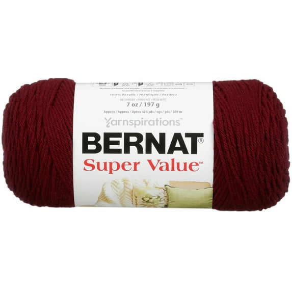 Bernat® Super Value™ #4 Worsted (Medium) Acrylic Yarn, Burgundy 7oz/197g 440 Yards