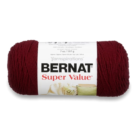 Bernat® Super Value™ #4 Worsted (Medium) Acrylic Yarn, Burgundy 7oz/197g 440 Yards
