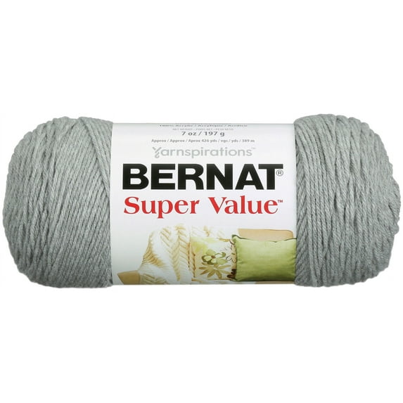 Bernat® Super Value™ #4 Worsted (Medium) Acrylic Yarn, Soft Grey 7oz/197g 440 Yards
