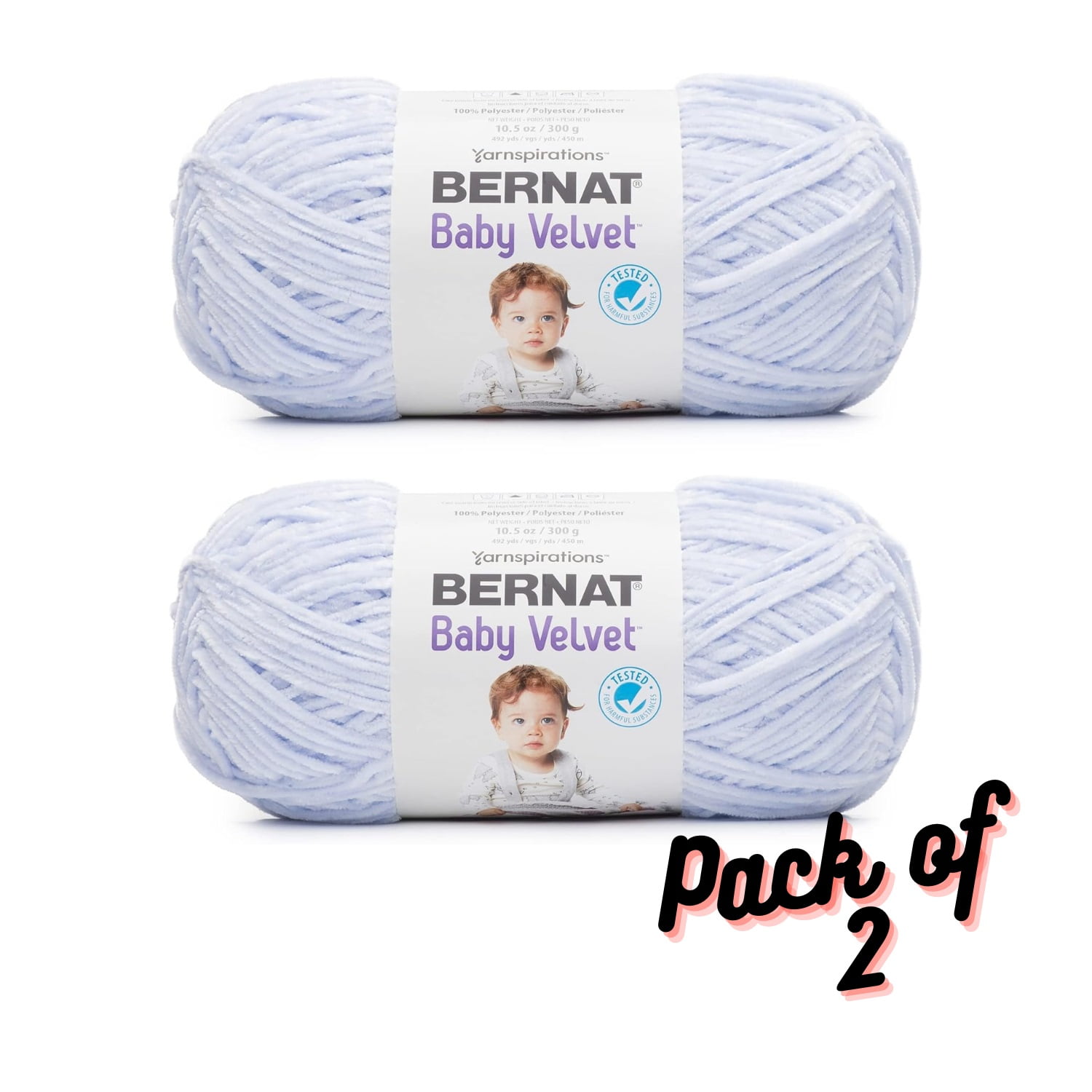 Bernat Velvet Sky BLue Yarn - 2 Pack of 300g/10.5oz - Polyester - 5 Bulky - 492 Yards - Knitting/Crochet