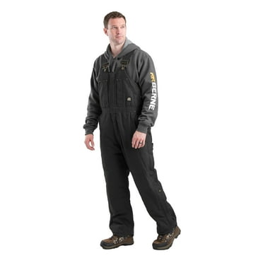 Berne Men's Heartland Insulated Washed Duck Bib Overall, Medium Regular, Black