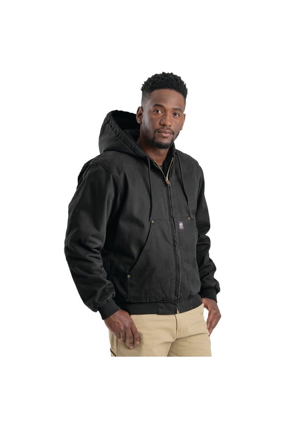 Men's Heartland Washed Duck Hooded Work Jacket, X-Large Regular, Black — Residential Use, Standard Application
