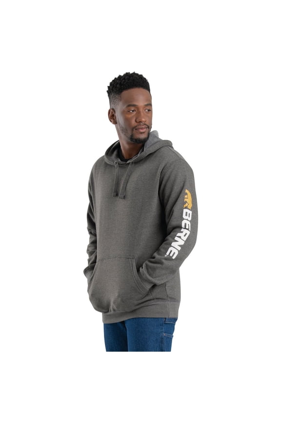 Men's Large Regular Graphite Signature Sleeve Hooded Pullover Sweatshirt