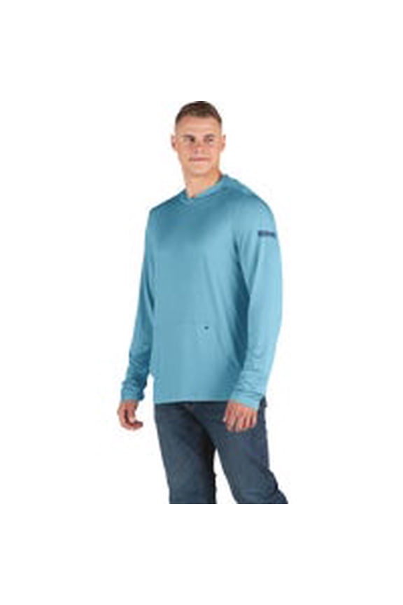 Men's Long Sleeve UPF Sun Protection 50 Hoodie Shirt, Medium Regular, Heathered Blue Jay