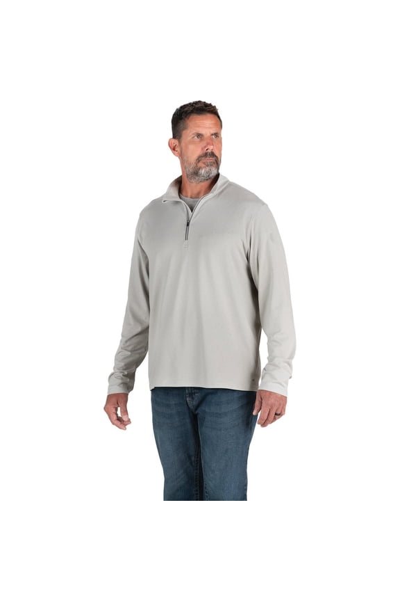 Men's Midweight UPF Sun Protection 50 Quarter-Zip Pullover, Medium Regular, Heather Grey — Residential Use, Standard Application
