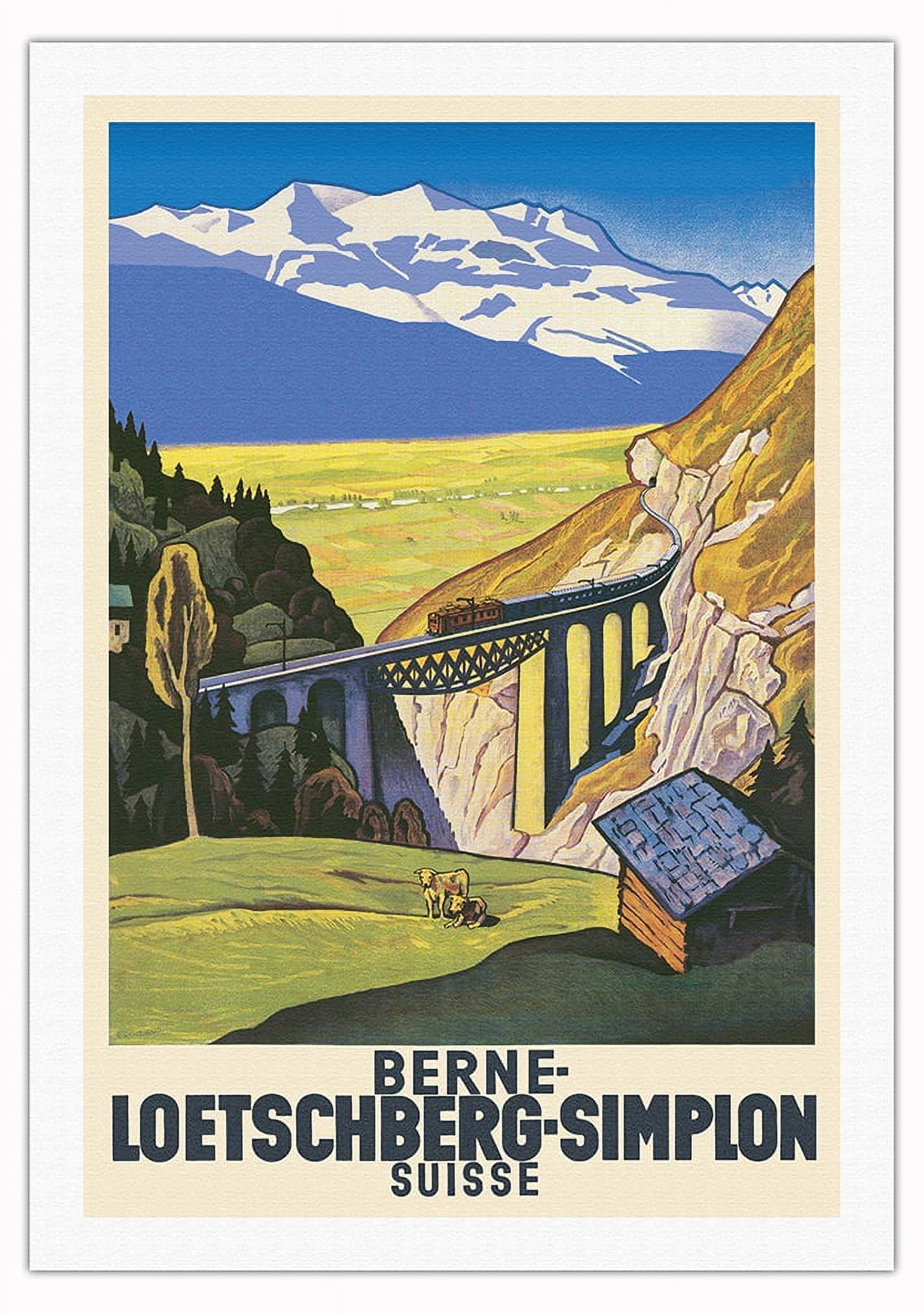 LÖTSCHBERG SUISSE Rptd - POSTER HQ 50x70cm d'une AFFICHE VINTAGE