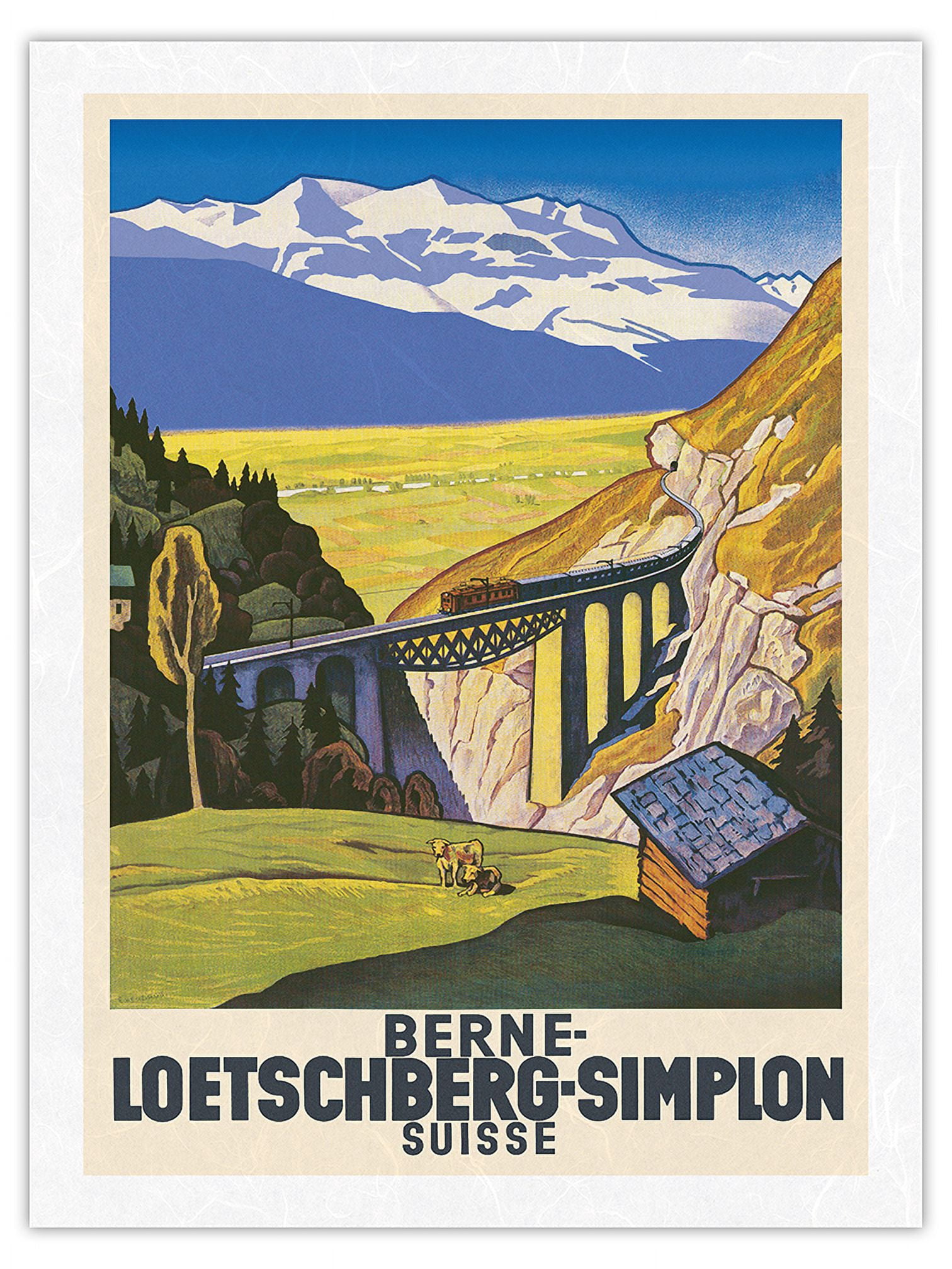 LÖTSCHBERG SUISSE Rcpc - POSTER HQ 50x70cm d'une AFFICHE VINTAGE