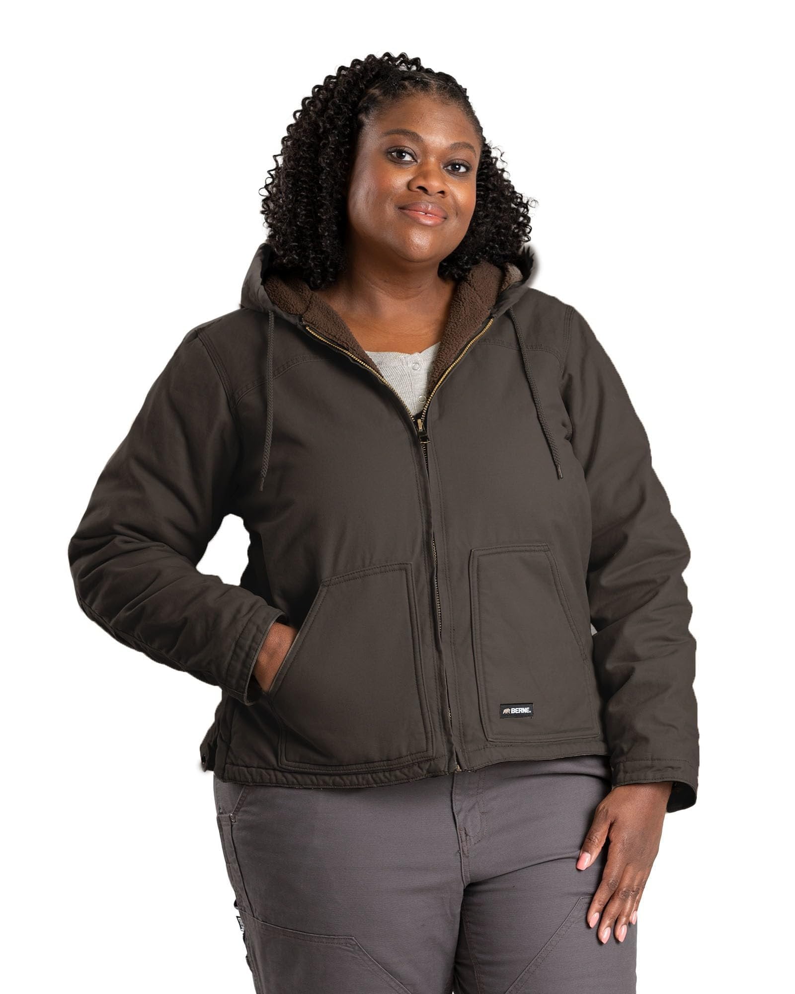 Workwear Jacket Berne Ladies Barn Coat WCH65DBN Women's Softstone Duck Barn  Coat Dark Brown Berne Work