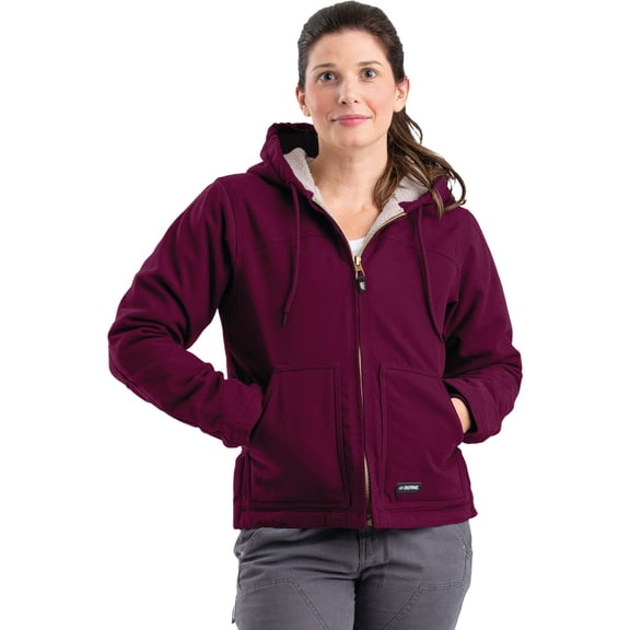 Berne Women's Sherpa-Lined Softstone Duck Hooded Jacket, Small Regular, Plum — Residential Use, Standard Application