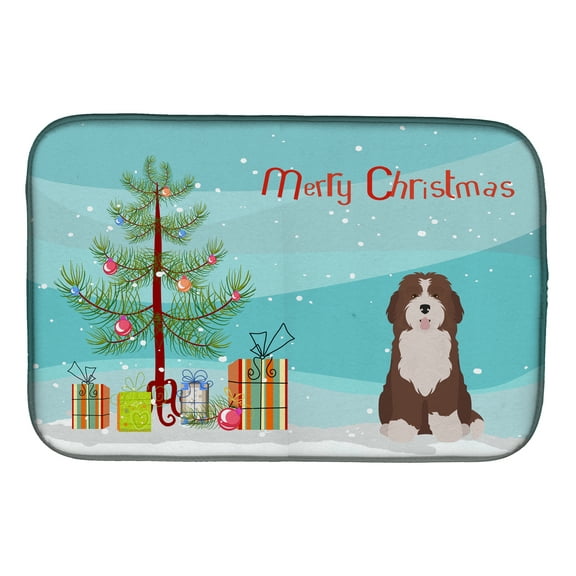 Bernedoodle #2 Christmas Tree Dish Drying Mat
