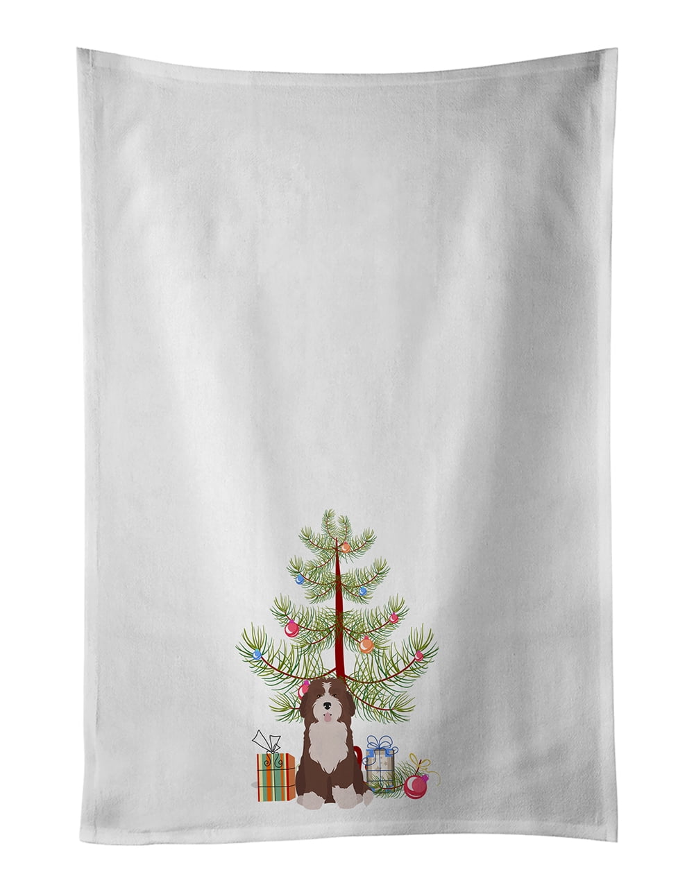 Urban Villa Kitchen Towels Christmas Green Trees Print 100% Cotton