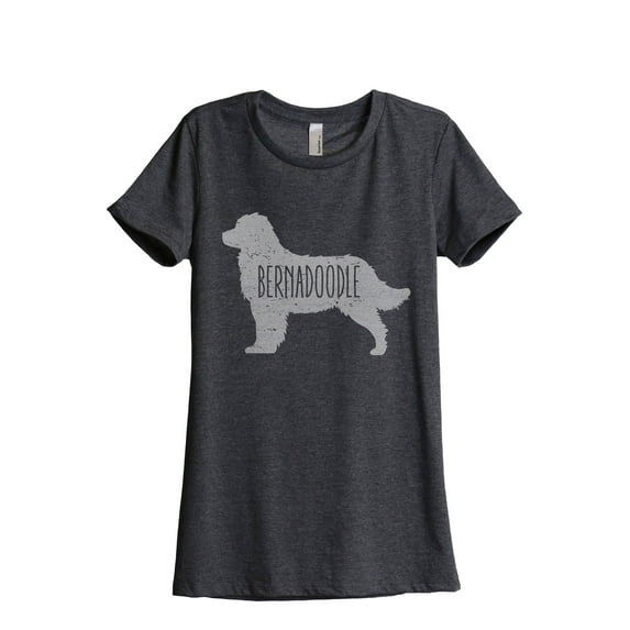 Bernedoodle Dog Silhouette Women's Fashion Relaxed T-Shirt Tee Charcoal Grey 2X-Large