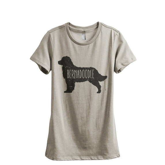 Bernedoodle Dog Silhouette Women's Fashion Relaxed T-Shirt Tee Heather Tan Small