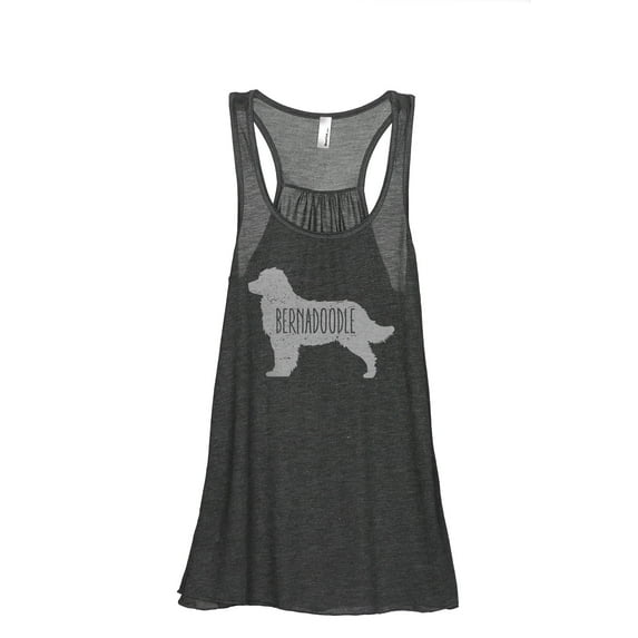 Bernedoodle Dog Silhouette Women's Fashion Sleeveless Flowy Racerback Workout Yoga Tank Top Charcoal Grey Small