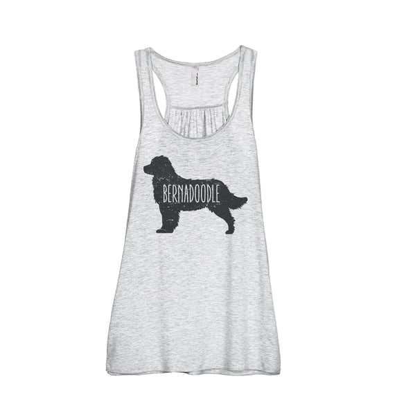 Bernedoodle Dog Silhouette Women's Fashion Sleeveless Flowy Racerback Workout Yoga Tank Top Sport Grey Medium