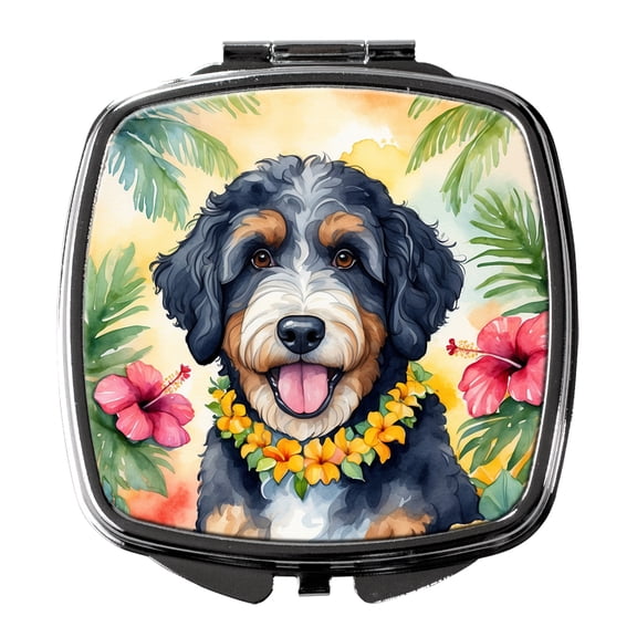 Bernedoodle Luau Compact Mirror 2.75 in x 3 in