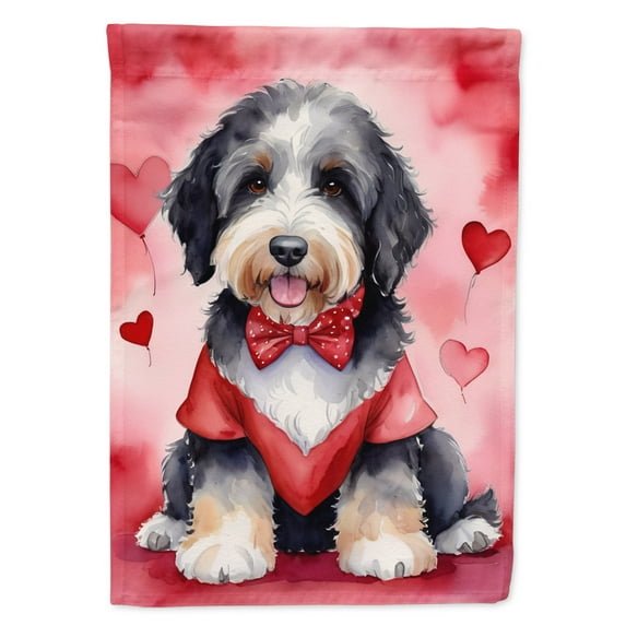 Bernedoodle My Valentine House Flag