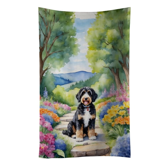Bernedoodle Spring Path Kitchen Towel