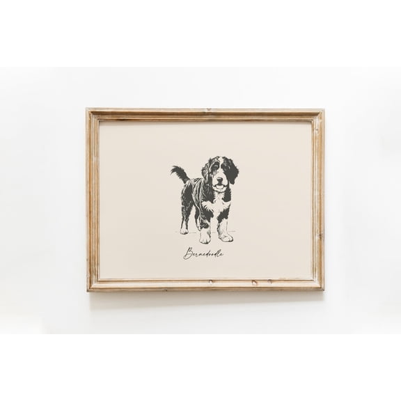 Bernedoodle Vintage Dog Farmhouse Home Wall Decoration, Unframed Canvas 8x10in