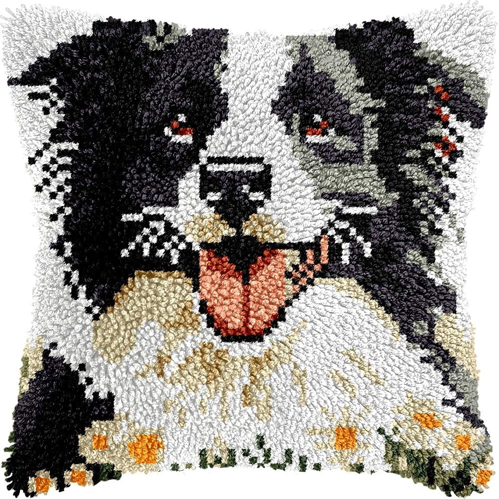 Bernes Mountain Dog Latch Hook Kits Pillow kits Cushion Throw Pillow Embroidery Craft Kits DIY Kits of DIY Hooking Pillowcase Cover Supplier with Color Printed Canvas 43x43cm (222)