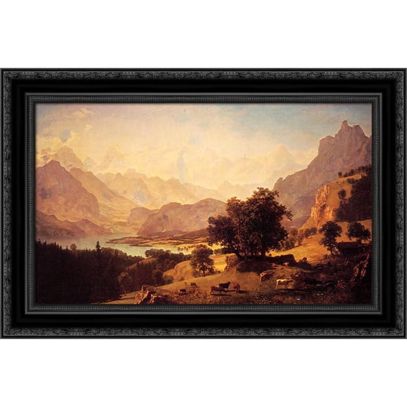 Bernese Alps, as Seen near Kusmach 24x17 Black Ornate Wood Framed Canvas Art by Bierstadt, Albert