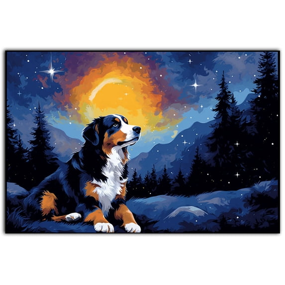 Bernese Mountain Canvas Unframed Colofull Inspired bedroom decor - Dog Pet Family Animal Friend Peace Oil Painting Art Print Canvas Wall Décor