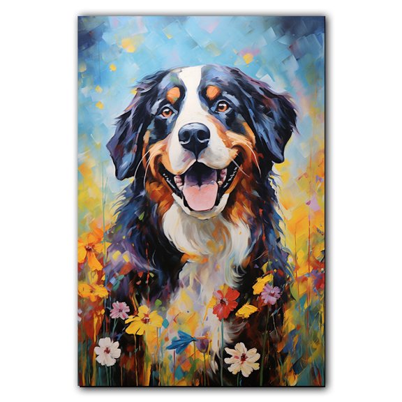 Bernese Mountain Canvas Wall Art Colorful Pet Canvas Oil Painting Canvas Print Street Art Farmhouse Cattle Modern Artwork Living Bedroom Bathroom Home Office Decor