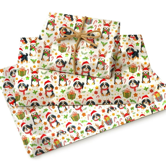 Bernese Mountain Christmas Wrapping Paper Rolls, Bernese Mountain Holiday Gift Wrapping Paper Merry Christmas