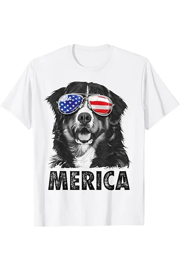 Bernese Mountain Dog 4Th Of July Merica Men American Flag T-Shirt Unisex S-5XL Hot Trending Shirt, Vintage Birthday Gift