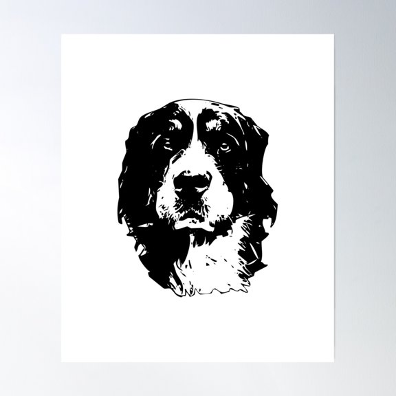 Bernese Mountain Dog Art Poster Wall Art, Modern Wall Decor, 16x24 UNFRAMED