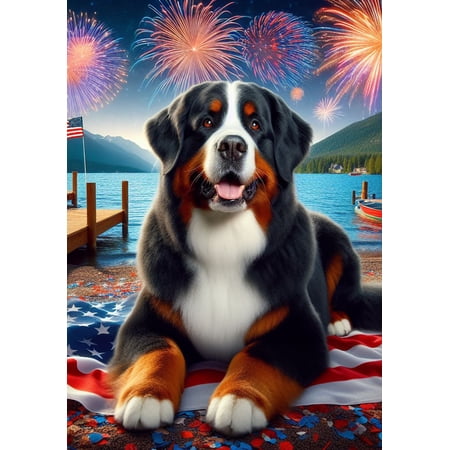 Bernese Mountain Dog - Best of Breed DCR July 4 Holiday Garden Flag