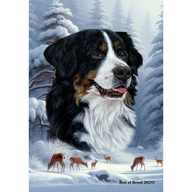 Bernese Mountain Dog Best of Breed Winter Wonderland Garden Flag