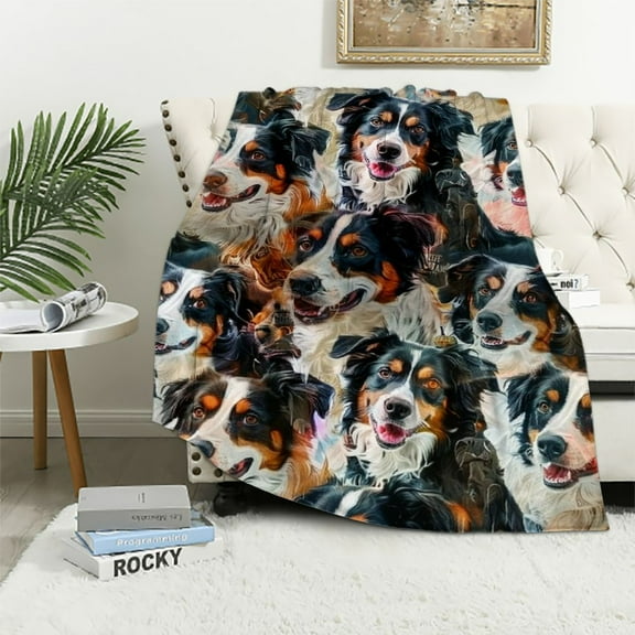 Bernese Mountain Dog Blanket for Kids Adults, Animal Print Plush Blanket, Double Sided Fabric Lamb Wool Flannel Sherpa Throw Blanket (King, Inches)