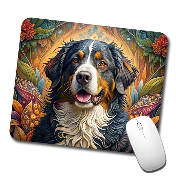 Bernese Mountain Dog Bohemian Art Mouse Pad Low Profile Gaming Mat