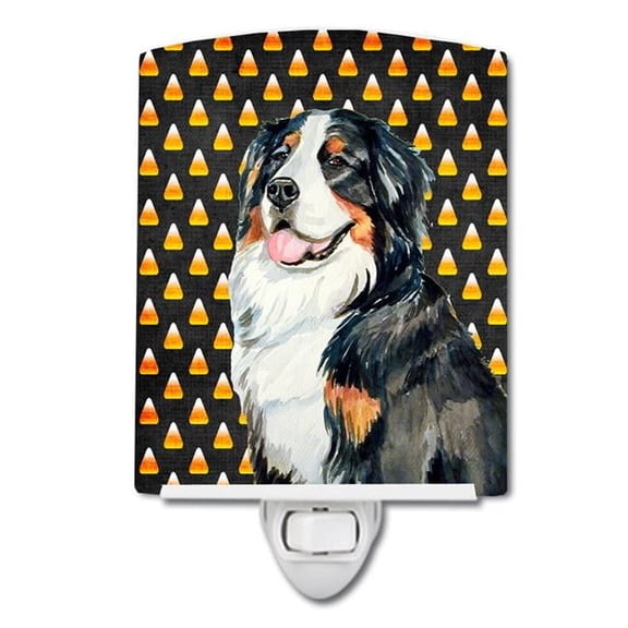 Bernese Mountain Dog Candy Corn Halloween Portrait Ceramic Night Light