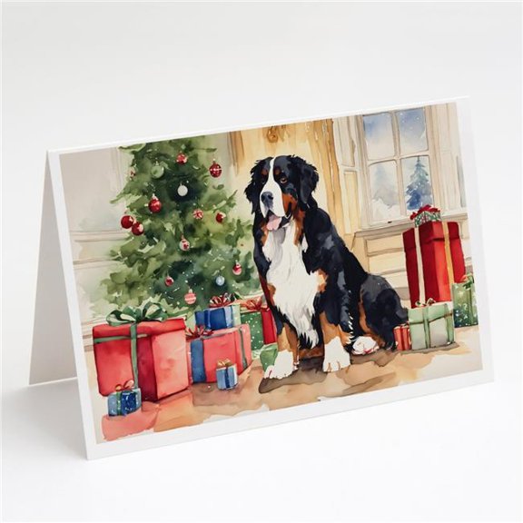 Bernese Mountain Dog Christmas Greeting Cards and Envelopes Pack of 8 7 in x 5 in