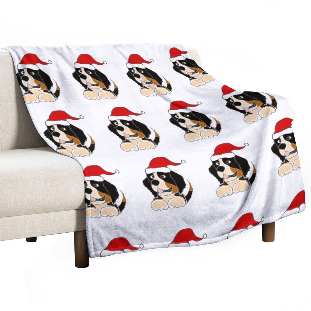 Bernese Mountain Dog Christmas1 Blanket Plush Fuzzy Throw Blanket Warm Soft Fall Blankets for