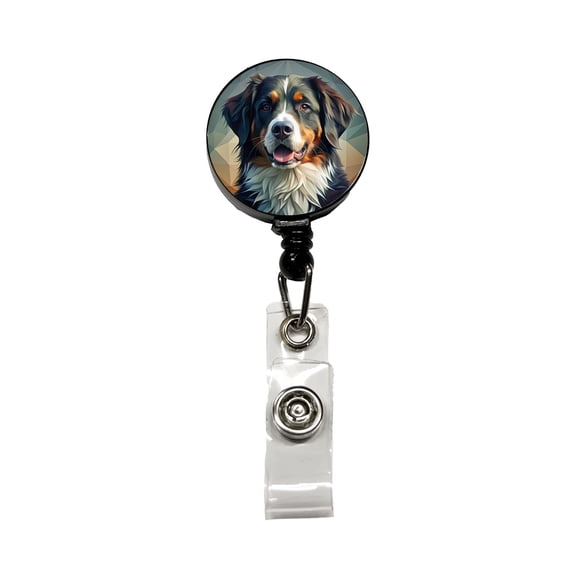 Bernese Mountain Dog Contemporary Art Retractable Reel ID Badge Key Card Name Tag Holder with Clip