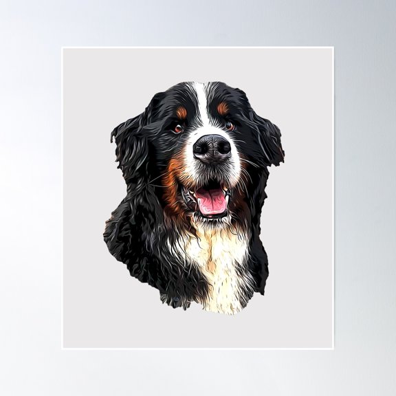 Bernese Mountain Dog Cuteness! Poster Wall Art, Modern Wall Decor, 24x24 UNFRAMED