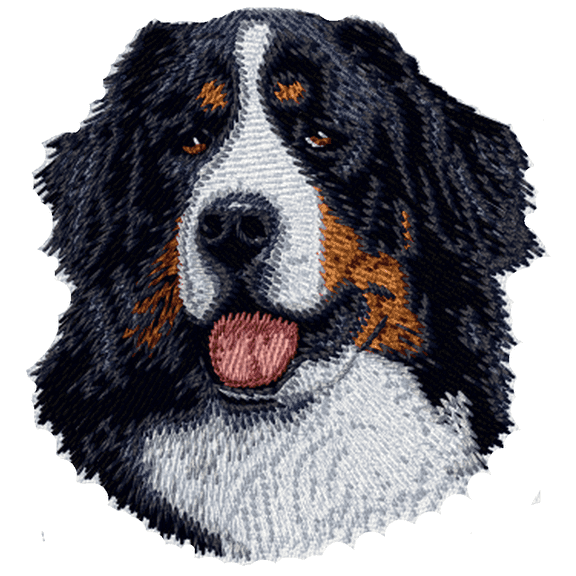 Bernese Mountain Dog Embroidered Patch approx 3" x 3"
