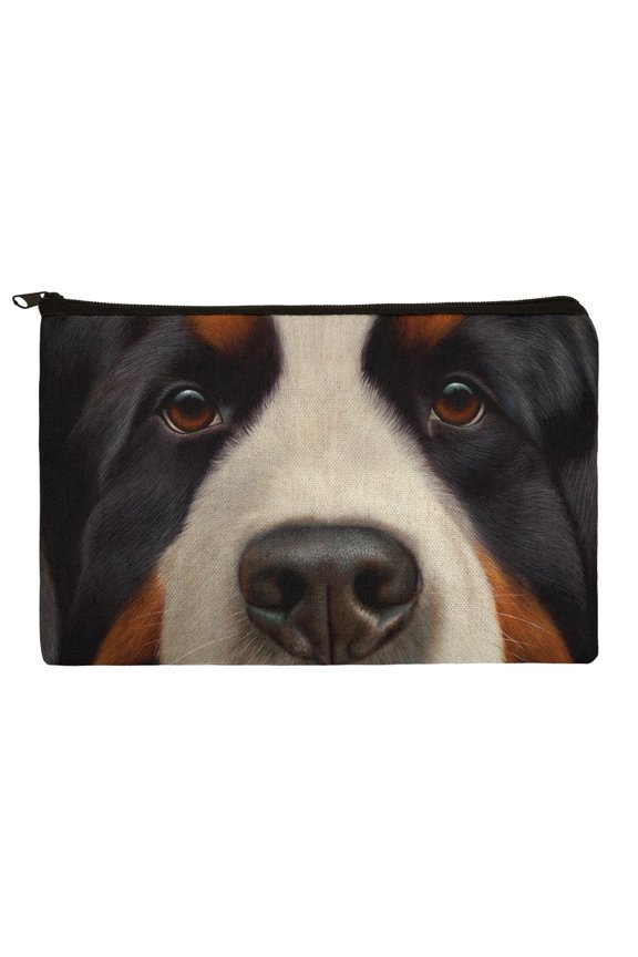 Bernese Mountain Dog Face Closeup Makeup Cosmetic Bag Organizer Pouch