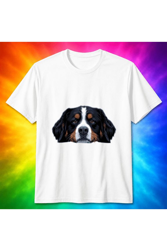 Bernese Mountain Dog Face Realistic Art T-Shirt, for men & women, S-5XL