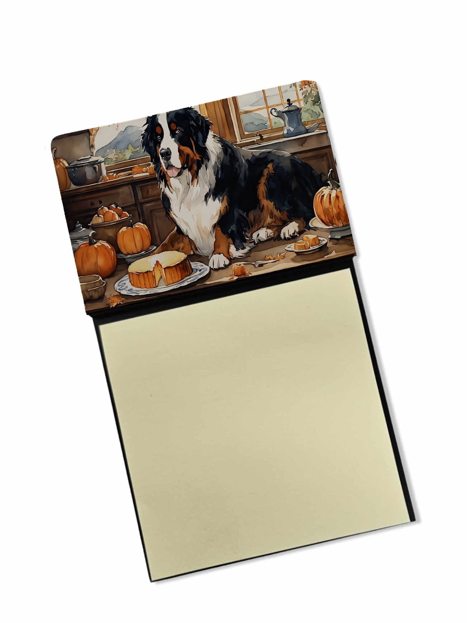 Bernese Mountain Dog Fall Kitchen Pumpkins Sticky Note Holder 3.25 in x 5.25 in