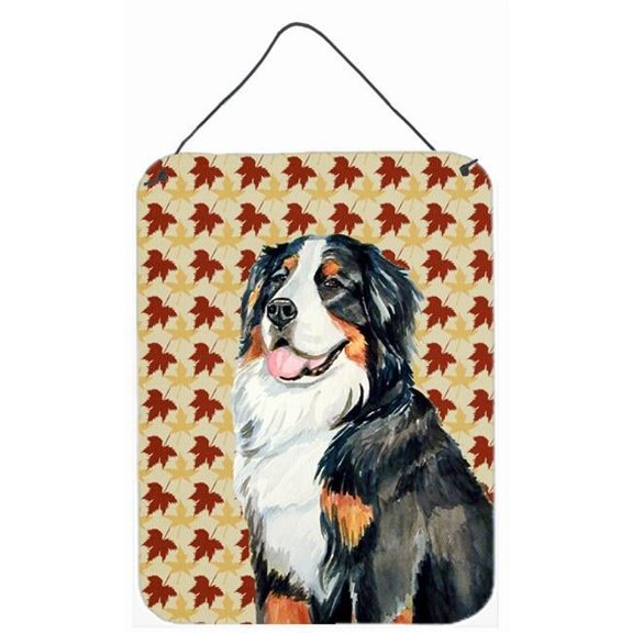 Bernese Mountain Dog Fall Leaves Portrait Aluminium Metal Wall Or Door Hanging Prints - 12 x 16 in.